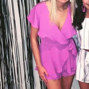 ruffled backless wrap skort romper